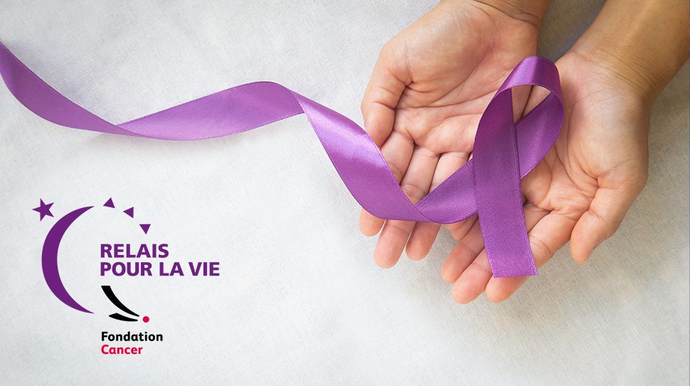 Indosuez | Fondation Cancer | Luxembourg | violet  | cancer | mains | ruban